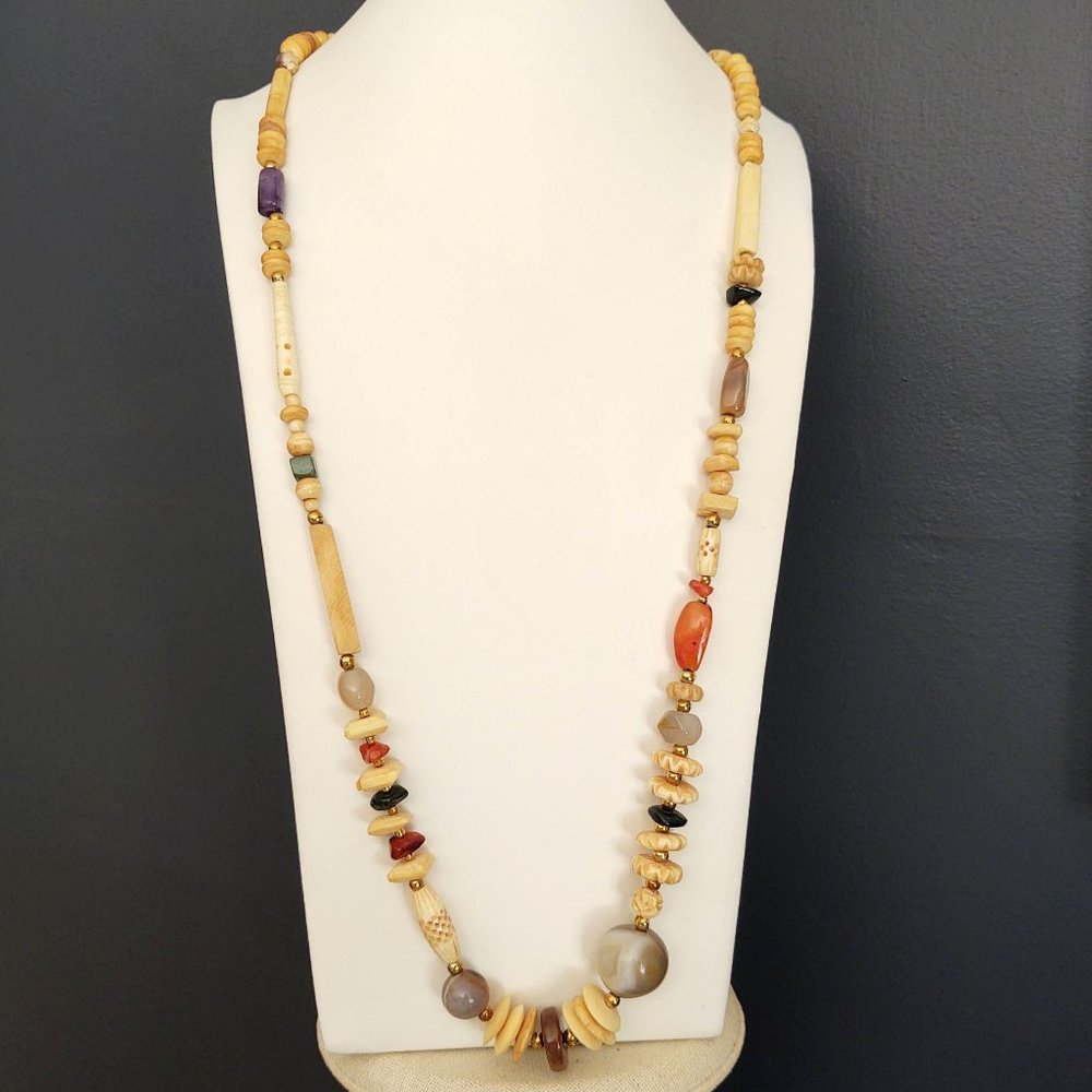 Mixed media vintage beaded necklace